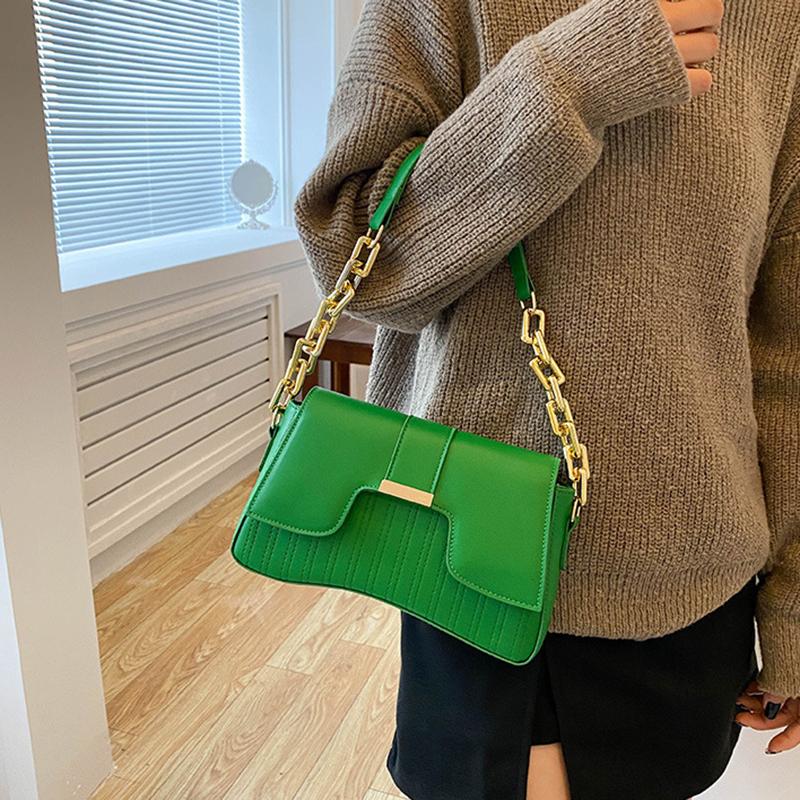 Роскошная сумка для подмышек с цепочкой и клапаном для женщин, винтажная сумка из искусственной кожи для женщин, сумка для покупок на плечо подмышками