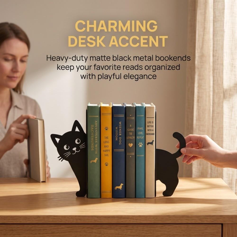 Decorative Cat Bookend Stable Book Stopper Cat Lover Book Organizer Home