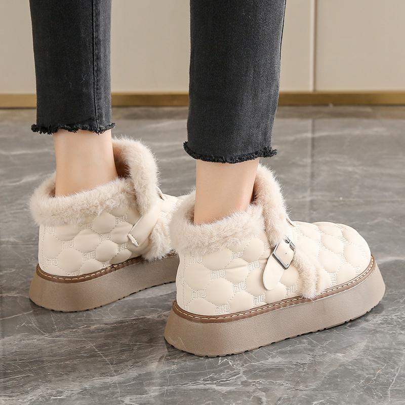 2024 Velcro Модная женская обувь Plus Velvet Выходная обувь большого размера из хлопка Водонепроницаемые зимние ботинки Широкие ноги Полные беременные женские хлопковые туфли
