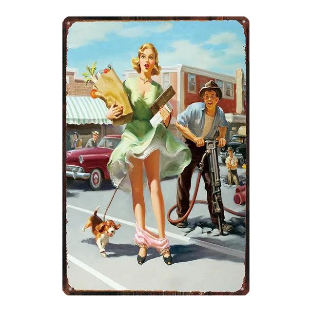 Винтажная русская металлическая табличка пин-ап сексуальная девушка жестяная вывеска паб клуб бар кафе магазин домашний настенный декор металлическая пластина железная живопись