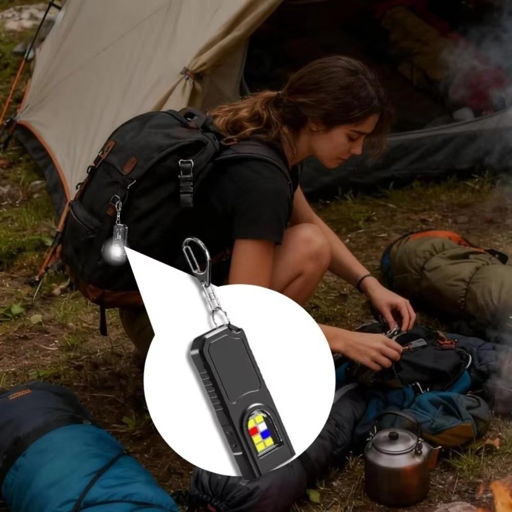 COB LED LED Keychain Flashlight Portable LED Torch Lamp Warning Light for Camping Fishing Walking