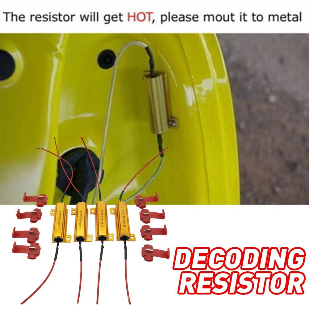 2/4 шт. 6 Ом 50 В Резистор нагрузки Декодер против мерцания Для светодиодной лампы Дневных ходовых огней Заднего хода Поворотного сигнала Противотуманной фары
