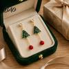 Christmas Gift for Her 1 Pair Tree Earrings Women, Colorful Rhinestone Shaped Holiday Jewelry Gifts with Red Bead Charm, Winter Xmas Party Gold