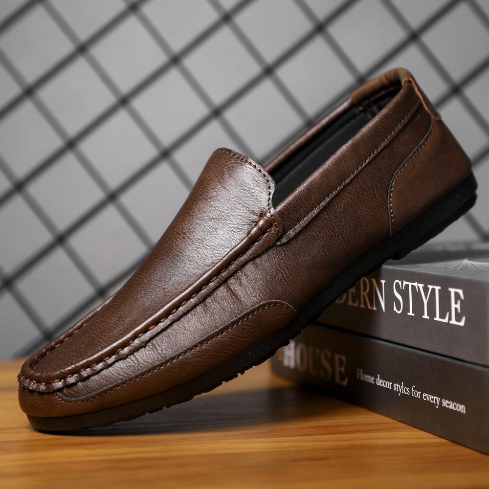 Повседневная обувь из натуральной кожи в британском стиле, деловая рабочая обувь, мужские лоферы, удобные туфли для вождения без застежек, мокасины
