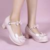 Источник 2025 Мода Милые Туфли-лодочки с круглым носком и бантом, с открытым вырезом, на толстом высоком каблуке, женская обувь, студенческие, кукольные, туфли принцессы