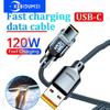 Сверхбыстрый зарядный кабель 120 Вт, умный кабель для передачи данных со светодиодным дисплеем, USB на Type-C, подходит для системы Android, 2 м/1 м