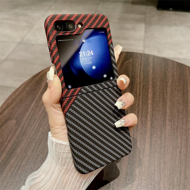 Текстура углеродного волокна подходит для чехла для мобильного телефона Samsung Zflip5, соответствующий цвету Zflip3 Advanced Sense, складной жесткий чехол Huawei X5