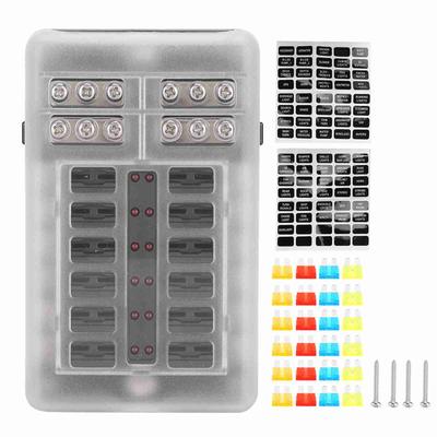12-контактный 24 шт. ножевой предохранитель 1 вход 12 выходов с LED-индикатором блок предохранителей для автомобиля грузовика лодки