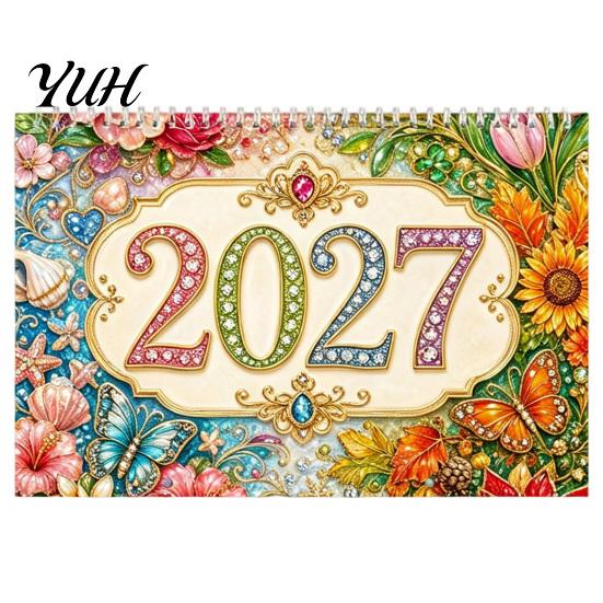 Stress Relief Hobby 2027 Diamond Art Painting Pattern Wall Calendar, Rhinestone Gem 12 Beginner Friendly Crafts Monthly Planner, Jan. 2026-Dec.