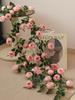 Artificial Rose Vine Garlands, Fake Silk Hanging Flowers Ivy Leaves Greenery Wreath for Home Garden Wedding Wall Decor