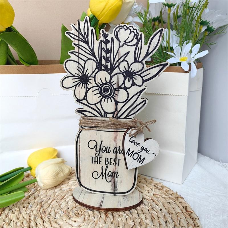 Уникальный настольный деревянный цветок, подставка для стола ко Дню матери, подарок в знак признательности, изысканный подарок, красиво упакованные деревянные настольные украшения