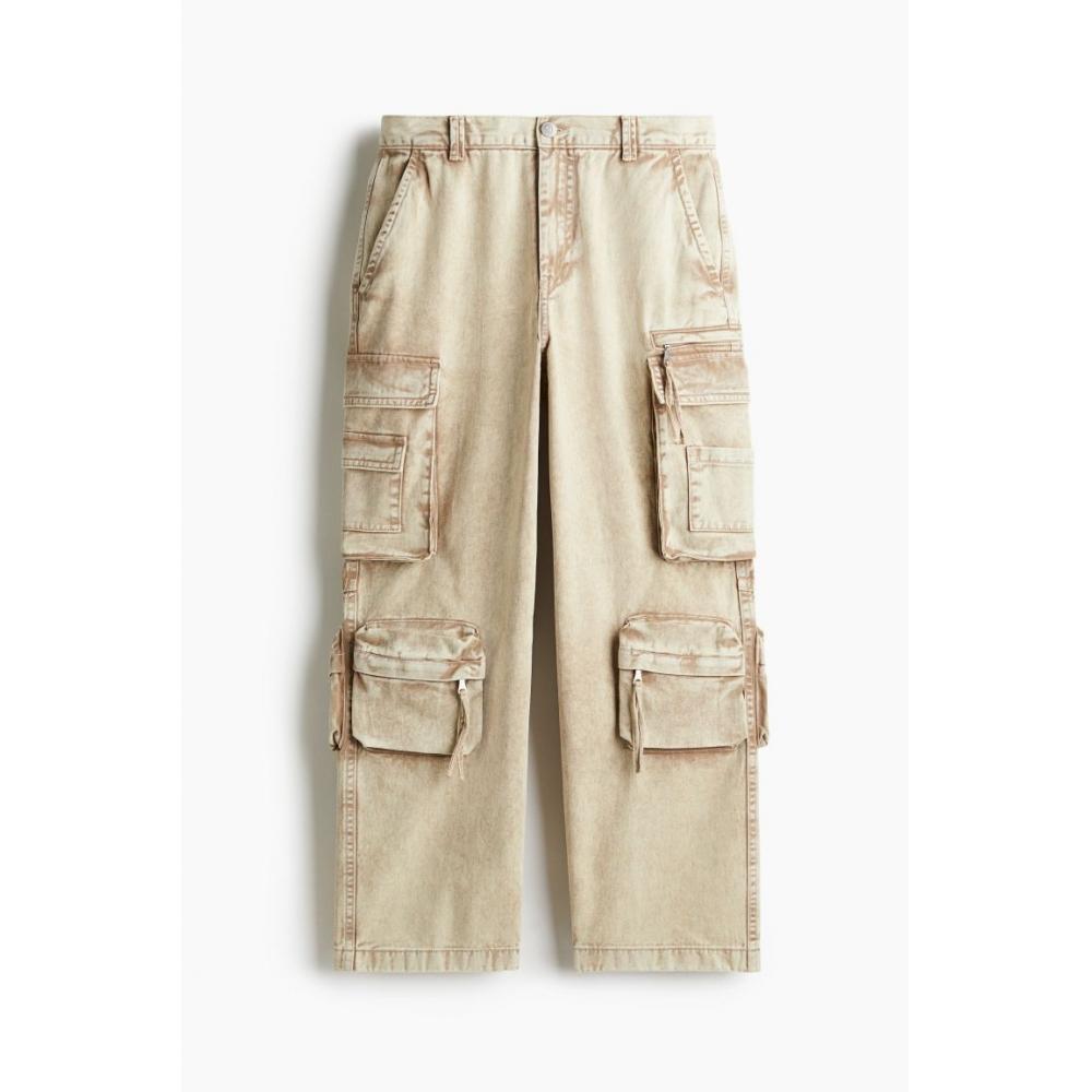 Джинсы HM Loose Cargo светло-бежевые