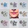 1Pc Women Titanium Steel Faux Opal Flower Labret Lip Ring Ear Stud Helix Jewelry