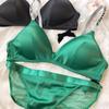 Комплект нижнего белья Ice Silk Comfort, женский сексуальный бюстгальтер Push Up с глубоким V-образным вырезом, регулируемый бюстгальтер с буквами и кружевными трусиками