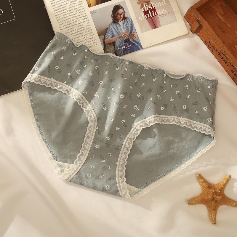 Женское кружевное хлопковое нижнее белье со средней посадкой: Японский и корейский стиль, простой и сексуальный, удобный и дышащий.