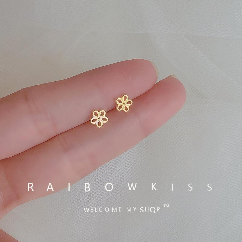 925 Silver Needles Gold Color Simple Small Butterfly Stud Earrings for Women Hypoallergenic Daily Wear Ear Girls Pierc Gifts