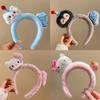 Милая плюшевая повязка на голову Hello Kitty для девочек, мультяшная, мягкая, удобная, не сдавливающая, для мытья лица, детская