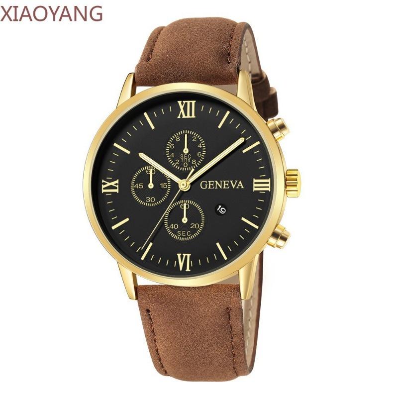 Novo Relógio casual Masculino De Quartzo Com Pulseira De Couro Mostrador