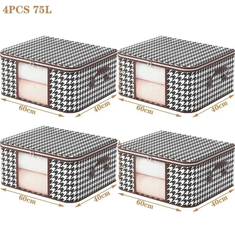 Видимый ящик для хранения большой емкости, портативный органайзер для одежды для дома с ручками, складной пылезащитный контейнер на молнии для одеял