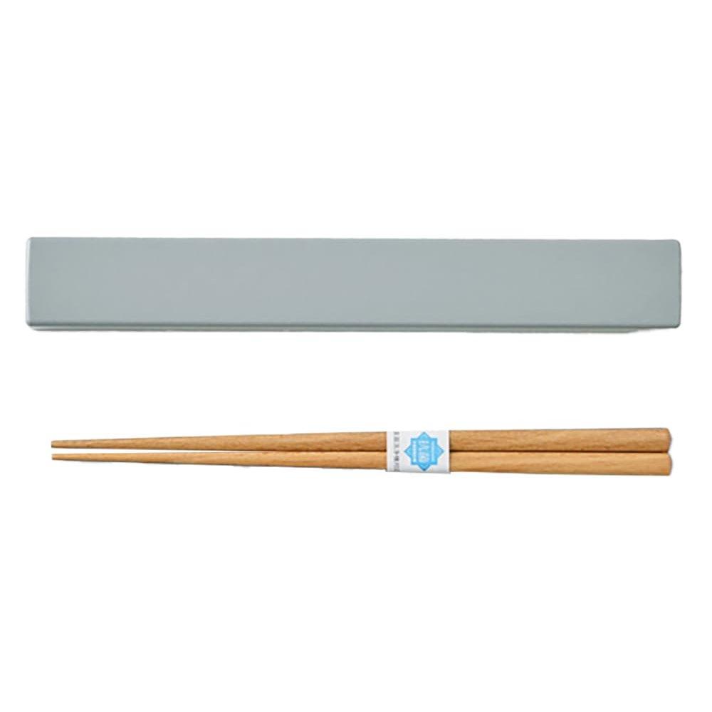 Takenaka Tutu Portable Chopsticks and Case Set Gray 18cm Wooden Chopsticks Made in Japan T-36384