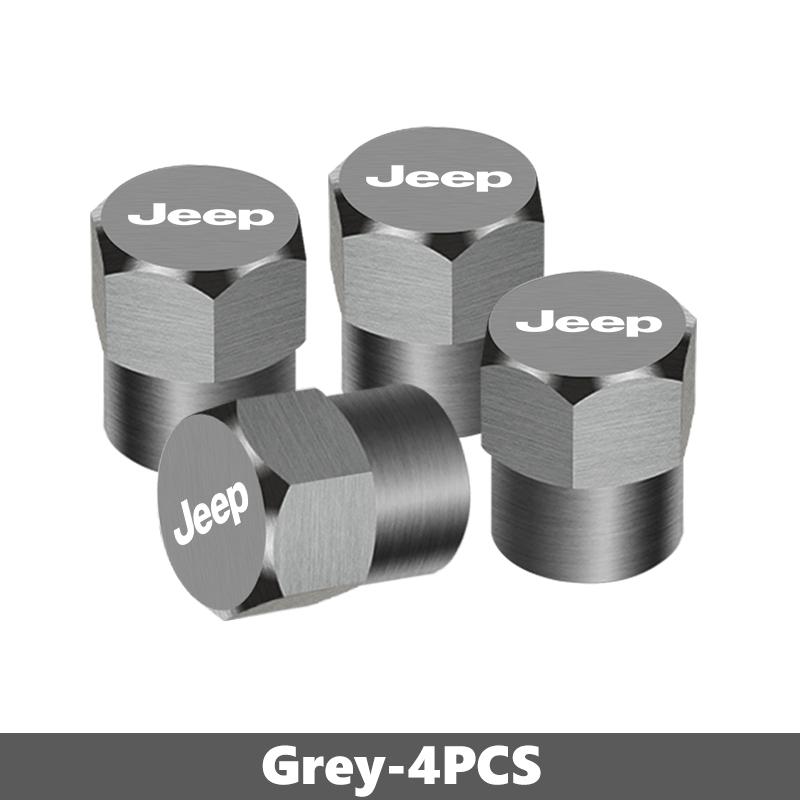 4pcs Car Wheel Tire Valve Caps Stem Case Covers Accessories For Jeep Grand Cherokee Wrangler JK Renegade Gladiator Compass LVCZN1