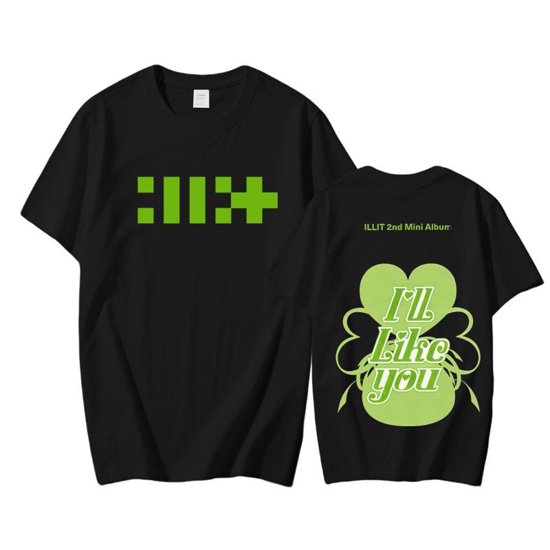 Футболки ILLIT Топы 2025 Графическая печать 100% Котто Футболка на лето Хлопковая модная футболка Женская Мужская одежда Высокое качество