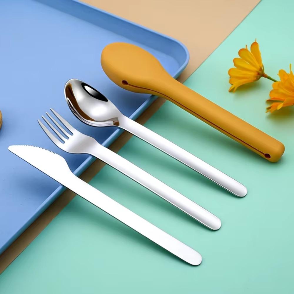 3pcs/set Rust-proof Children's Tableware Set 304 Stainless Steel Kitchen Dinnerware Set Work