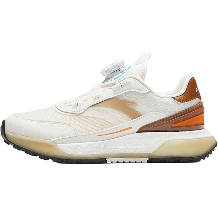 Anta Kids Mesh Fashion Comfortable Lightweight Shock Absorption Low Top Casual Shoes Men Casual Shoes White Beige Orange A12438875-1