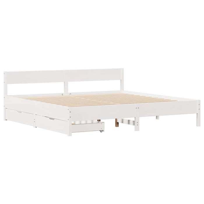 VidaXL Cadre de lit et tête de lit blanc 180x200 cm bois de pin massif, meuble de chambre à coucher, sommier, lit en bois, 3301741