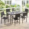 7 Pieces Outdoor Dining Set, Patio Table and Chairs for 6, Garden Dining Furniture Set with Slatted Tabletop