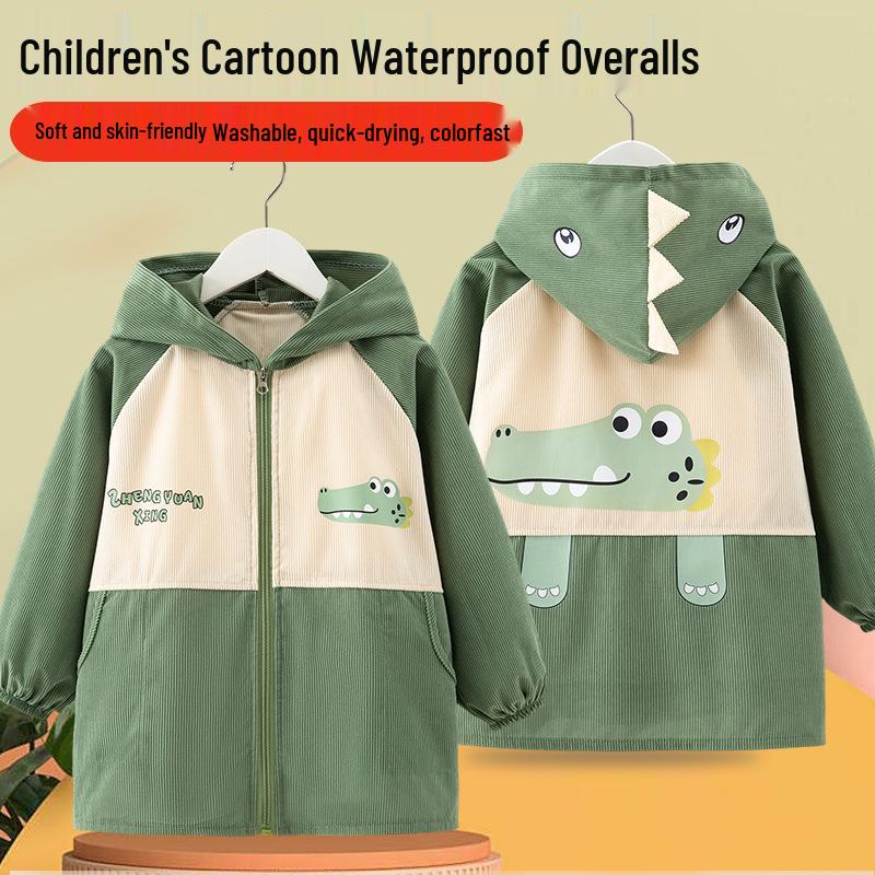Детский комбинезон-пуховик среднего и большого размера - Водонепроницаемый, грязеотталкивающий, осенне-зимний, детский сад, верхняя одежда, фартук для мальчиков