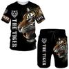 Cool The Tiger 3D Print T-Shir Shorts Suit Summer Casual O Neck Short Sleeved Tees Men Women Sportswear Two Piece Set Tracksuit