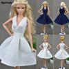 1 шт., белое, синее вечернее платье без рукавов с v-образным вырезом, платья, наряды, одежда для куклы Барби, элегантное платье для 1/6 кукол BJD, игрушка
