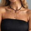 Salircon Trendy Creative Crystal Beaded Chain Choker Necklace Women's Exquisite Cross Rhinestone Tassel Pendant Necklace Jewelry