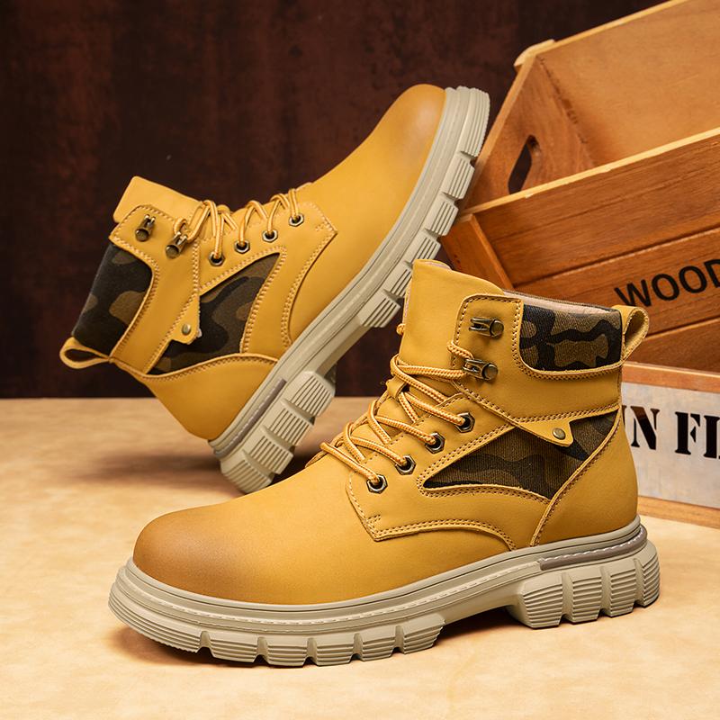 Fashion Fashion Autumn Winter High Top Shoes for Men New Designer Ankle Boots Male Casual Botas Male Lace Up Platform Motorcycle Boots
