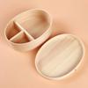 Wooden Lunch Box Picnic Japanese Bento Box for School Kids Dinnerware Set Round Square Lunch Box