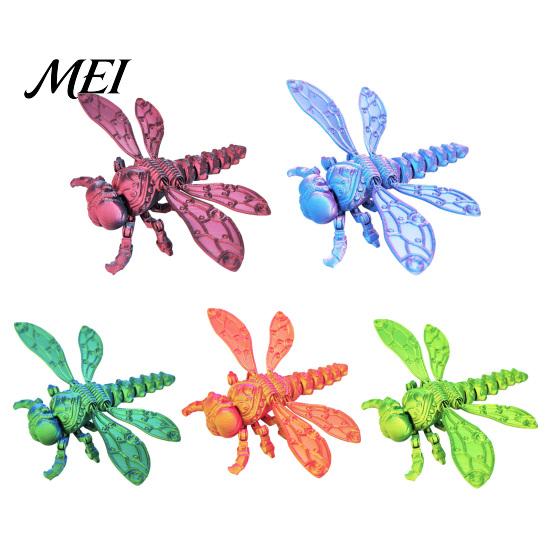 Dragonfly Stress Reliever 3D Printed Figurine, Articulated Model with Movable Joints, Desktop Ornament Relief Insect Fidget Toy for Desk Decoration