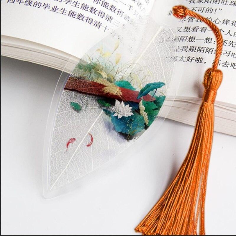 Ancient Chinese Landscape Painting Bookmark Beautiful Beautiful Leaf Vein Bookmark Gift To Classmates and Friends