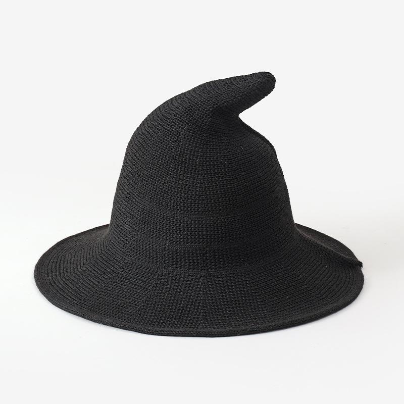 Summer Children's Wizard Hat Witch Hat Cotton Yarn Knitted Hat Halloween Foldable Witch Hat Women's