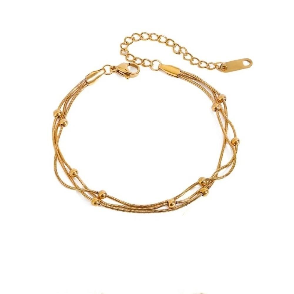 Stainless Steel Snake Chain Bracelet Gold Silver Color Wrist Chain Wrap Beaded Bracelets  Women