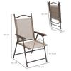 Set Of Two Folding Garden Chairs With Fabric Mesh Seats Mixed Brown