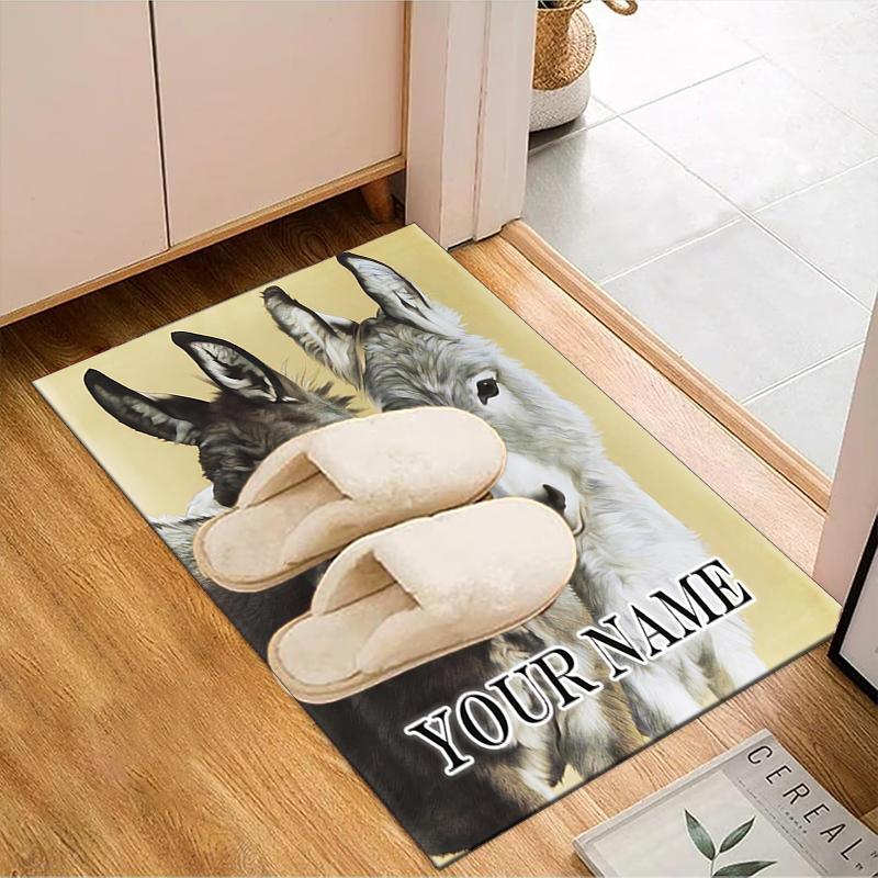1PC Custom Name Donkey duo portrait Theme Floor Mat Ideal for Living Room, Game Rooms, Office, Bedroom,Floor Mat Playful Design