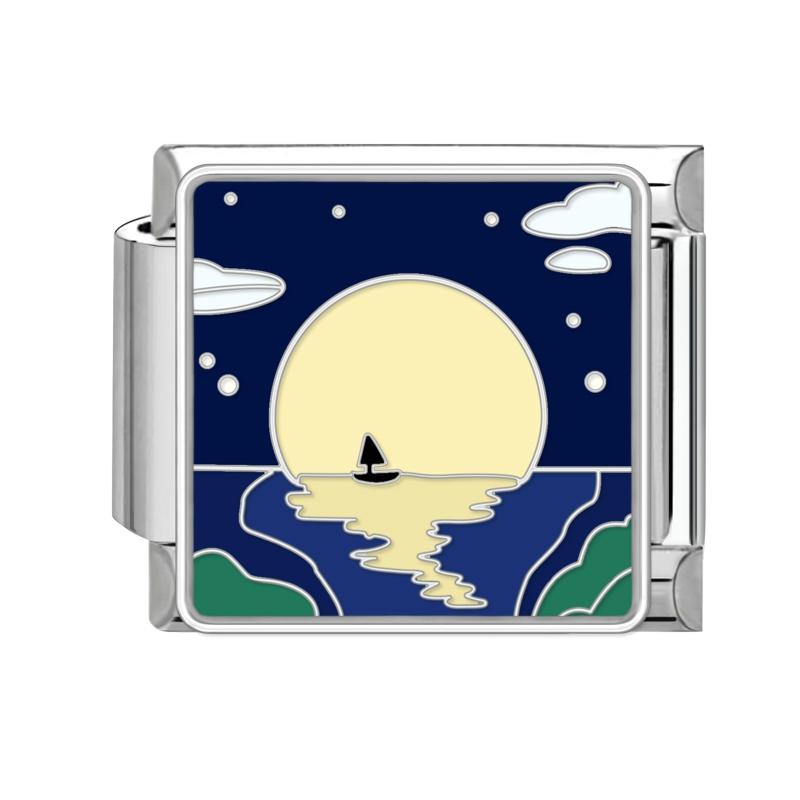 Синяя Ночь Звездное Небо Луна Звезда Кошки Собака Сердце Бабочка Итальянские Шармы-Звенья Подходят для 9мм Браслета из Нержавеющей Стали Женщины DIY Изготовление