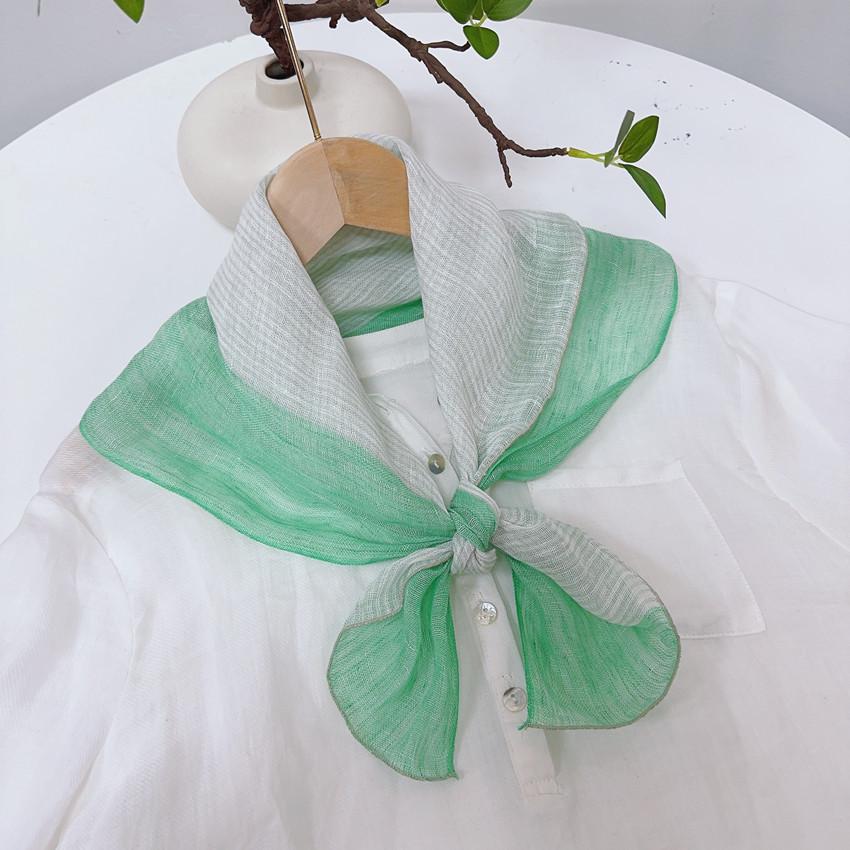 Clearance Welfare Retro Linen Square Scarf Literary And Versatile Women'S Summer Neck Protection Cotton And Linen Small Silk Scarf Scarf Printed Model