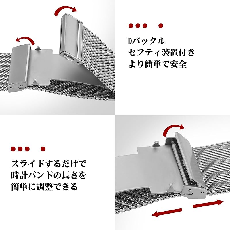 [ANNEFIT] Metal Watch Band 20mm Mesh Stainless Steel Watch Replacement Band 316L Stainless Steel Replacement Belt Quick Release Silver