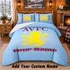 Aston Villa Pattern Bedding 3Pcs Set Custom Name, Bed Sheet And Pillowcases For Home Bedroom