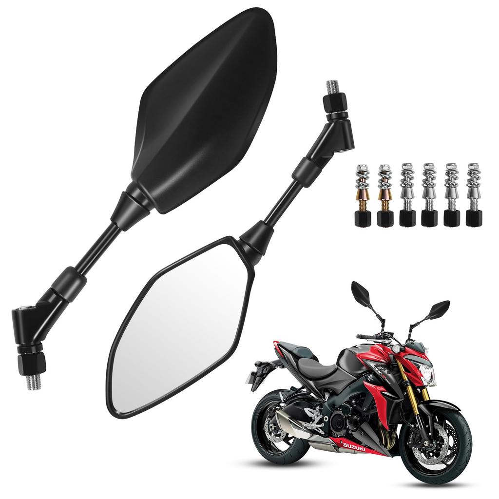 Esploratori Motorcycle Universal Rearview Mirrors for and Left and Right Inch Yamaha, Honda, Kawasaki, Set, 0.3/0.4 (8/10mm)