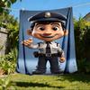 1pc Policeman Print Outdoor Flannel Blanket , Machine Washable Perfect Gift for Birthday , Holiday Travel Accessory , Durable Material