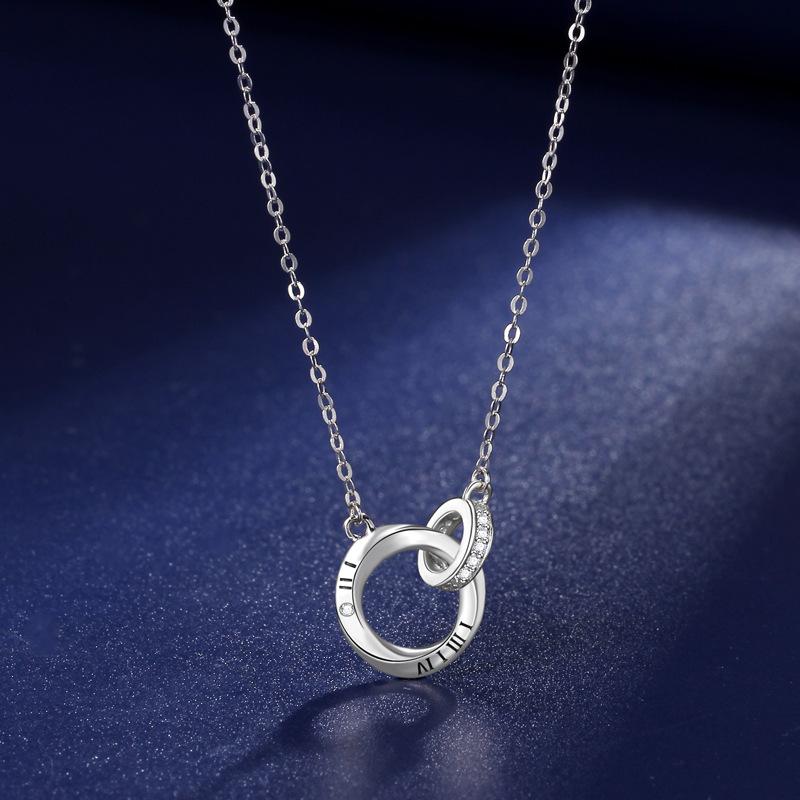 Mobius Couple Double Ring Necklace Female Korean Version Niche Light Luxury High Sense Couple Gift Girl Premium