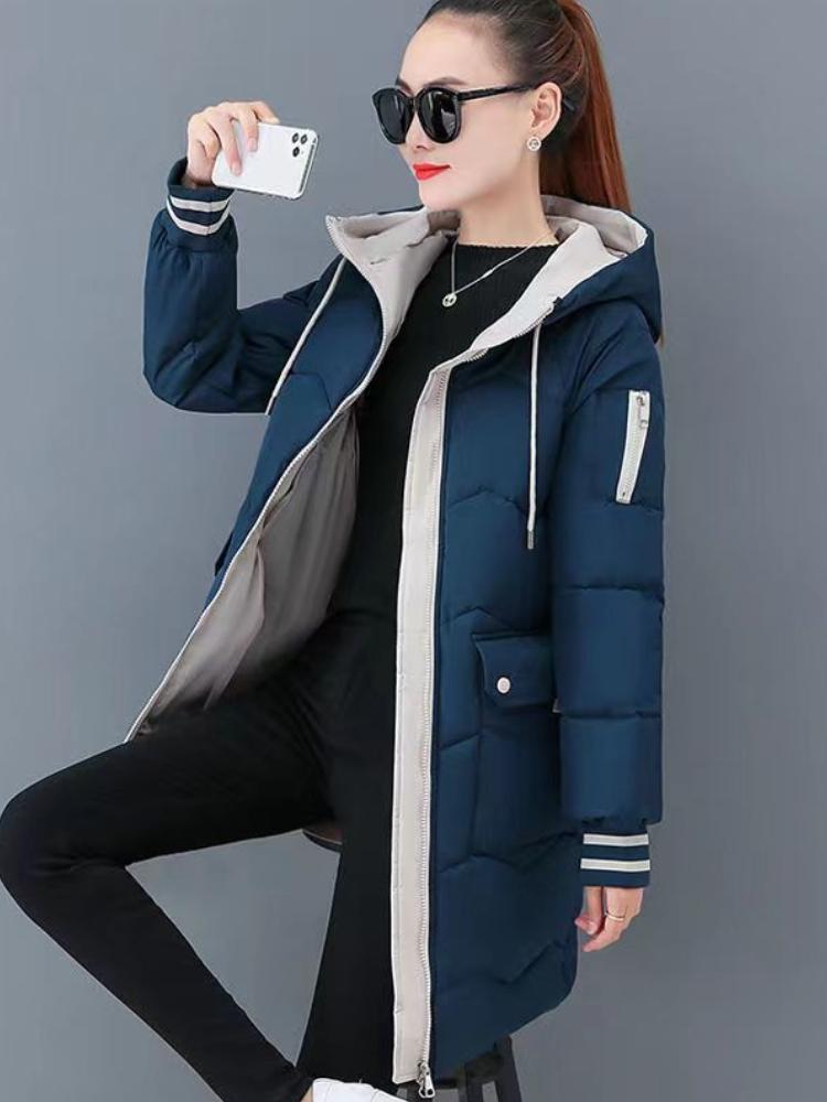 Женская зимняя новая модная свободная съемная шапка с хлопковой подкладкой куртка женская средняя и длинная толстая теплая хлопковая подкладочная куртка